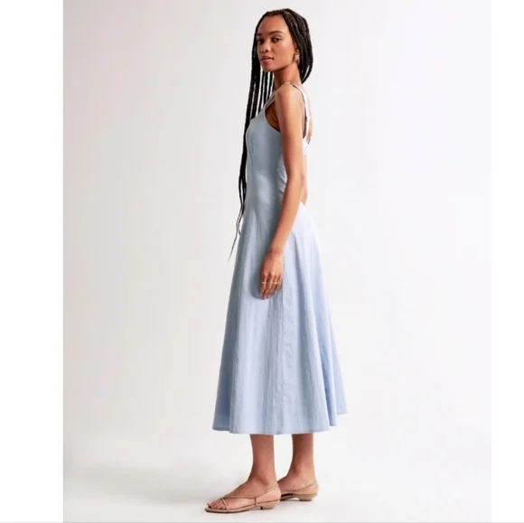 Abercrombie & Fitch blue square neckline midi dress - Picture 2 of 9